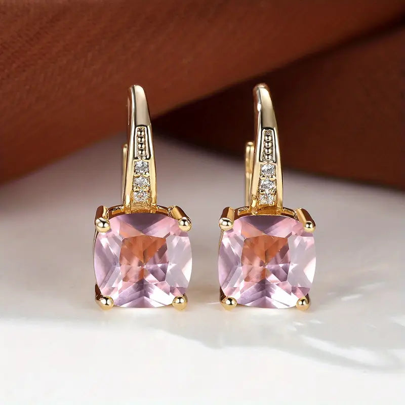 Mystic Sapphire Stone Hoop Earrings - Gold