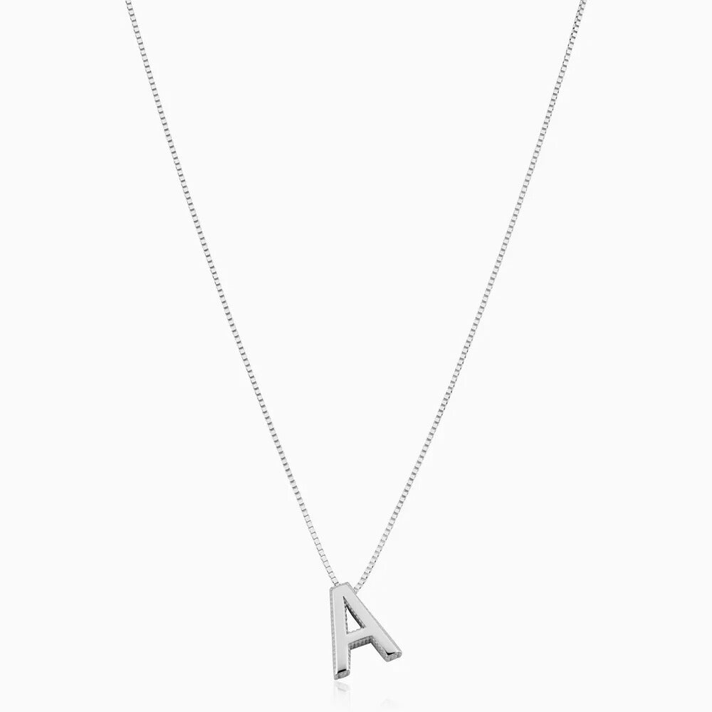 Love letter initial necklace - White Gold