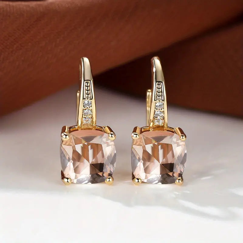Mystic Sapphire Stone Hoop Earrings - Gold