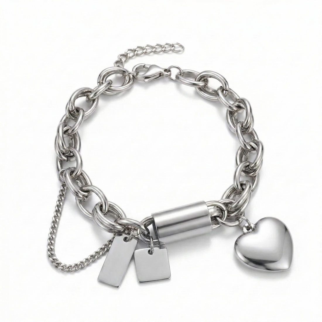 Heartened Chunky Bracelet - Silver