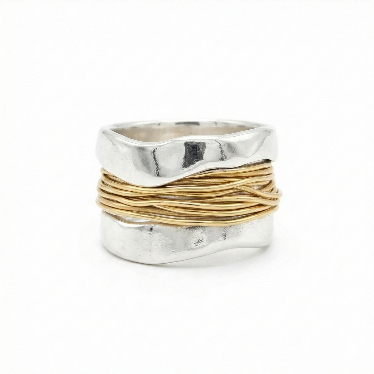 Silver Golden Threads - Ring