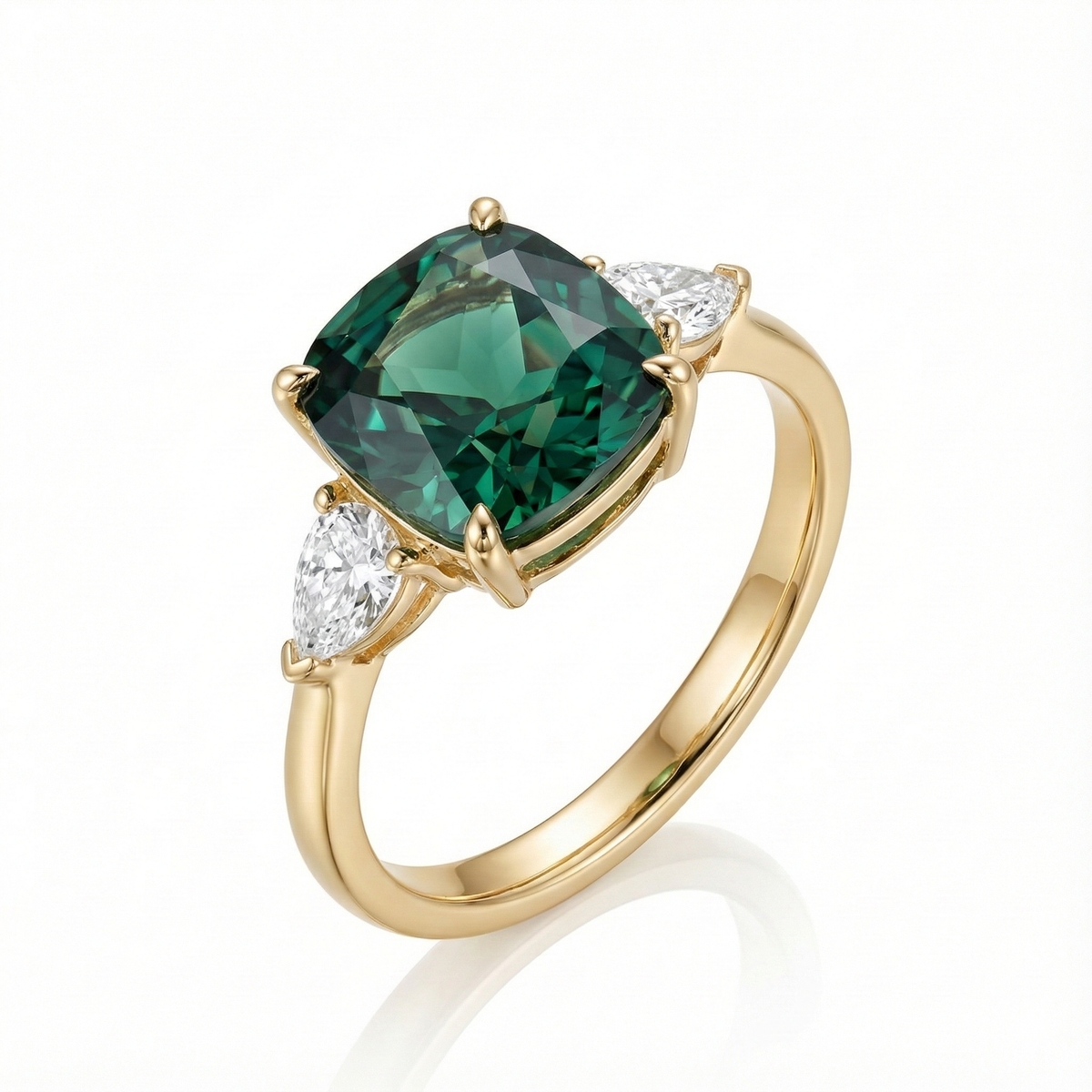 Vintage-Inspired Green Gemstone Gold - Ring