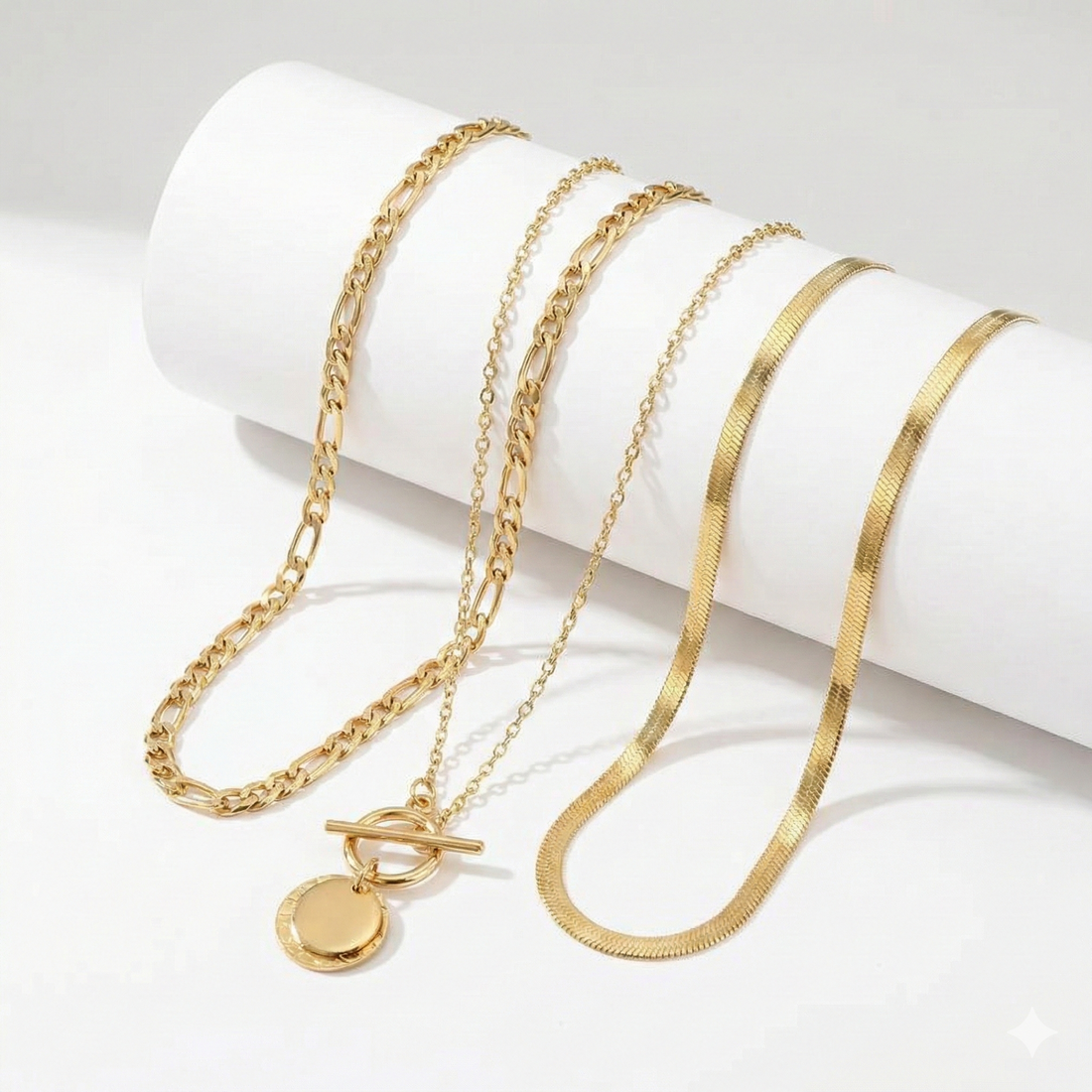 Savira Textured Coin Layered Necklace | Gold
