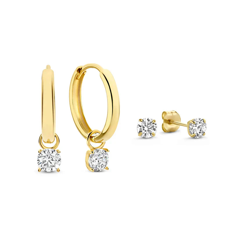 Larmes de Lune Stone Earrings Set - White Gold