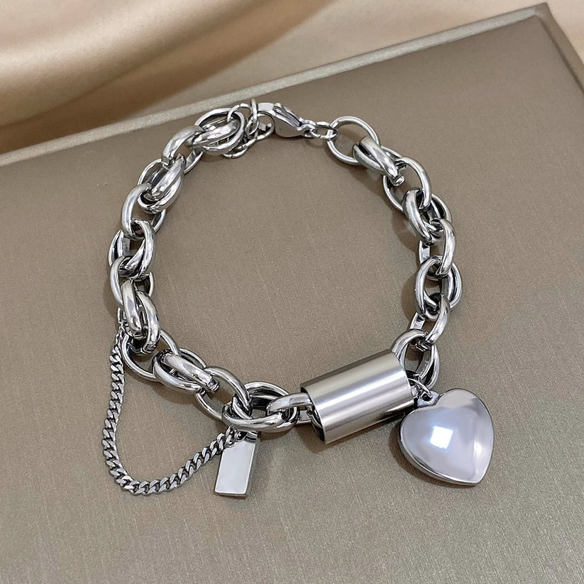 Heartened Chunky Bracelet - Silver