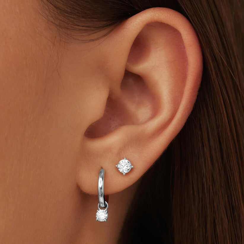 Larmes de Lune Stone Earrings Set - White Gold