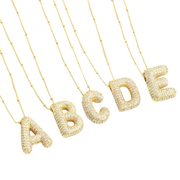 Bubble letter initial necklace set | Gold