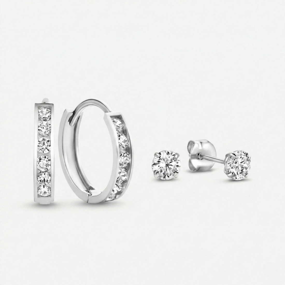 Savannah Earrings Set | White Gold