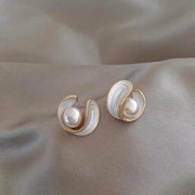 Luxury White Opal Earrings with Pearls Gold