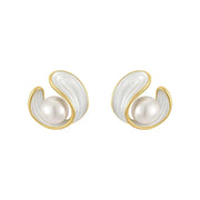 Luxury White Opal Earrings with Pearls Gold