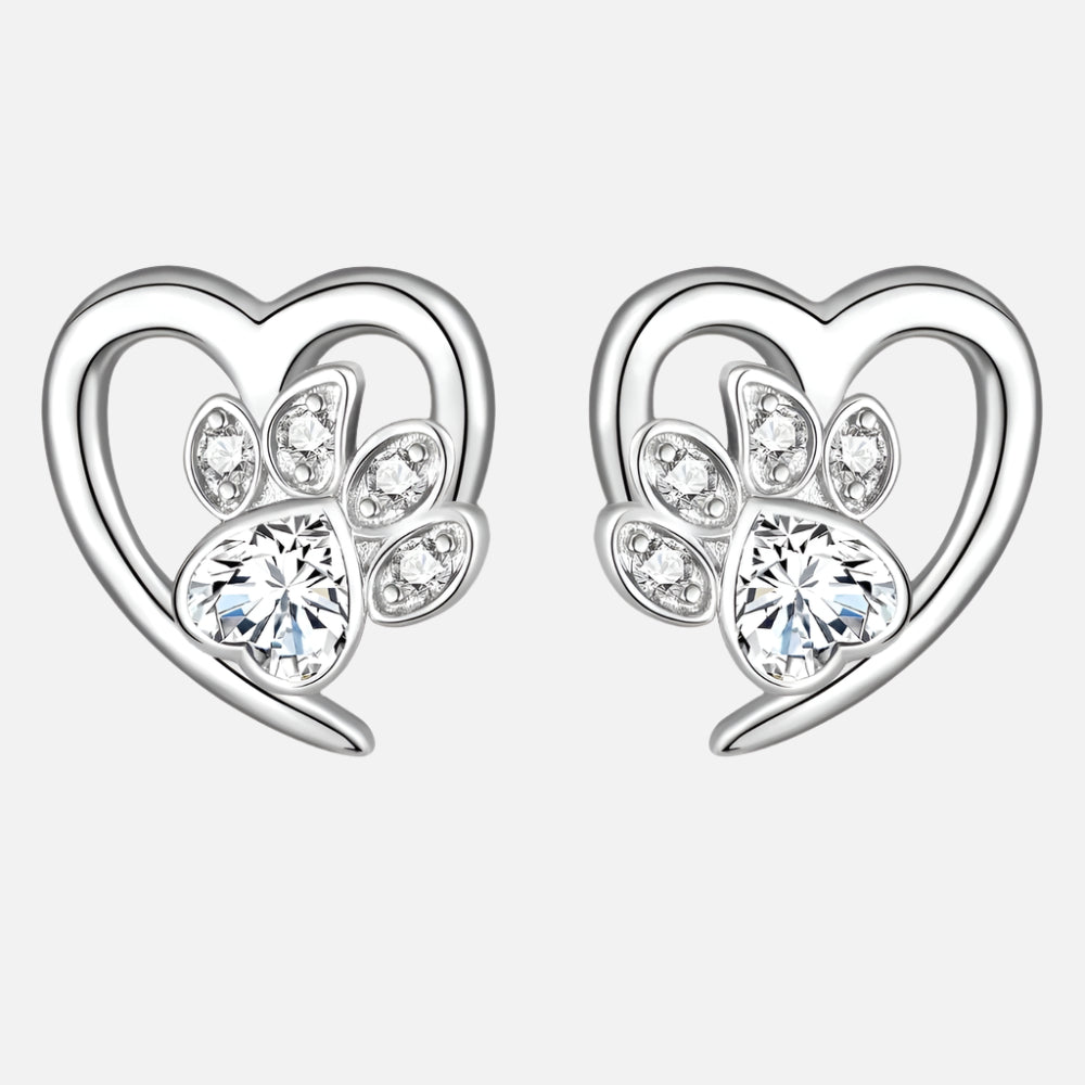Sparkling Paw Heart Earrings