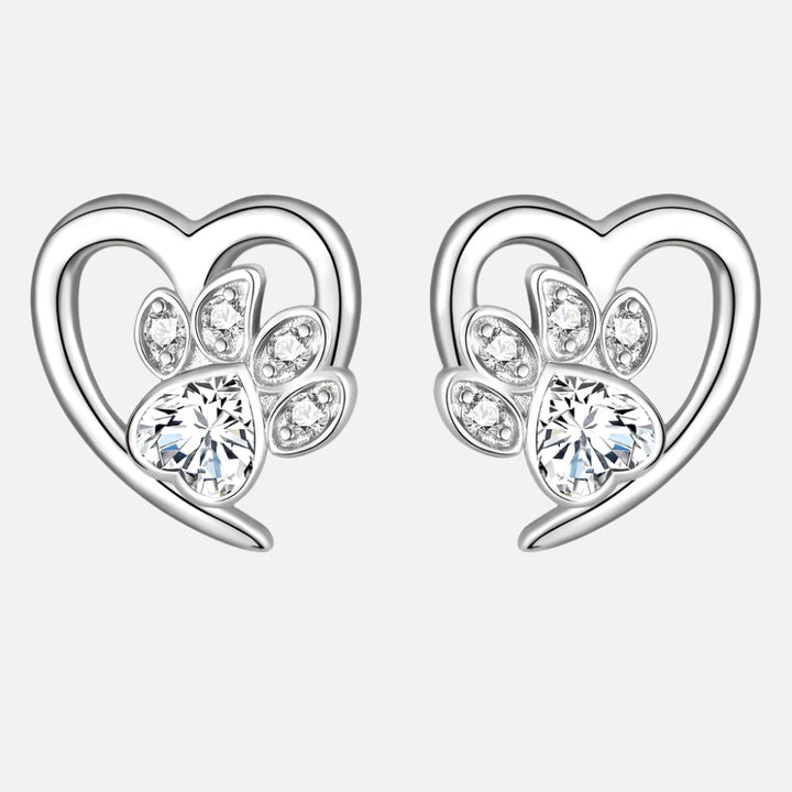 Sparkling Paw Heart Earrings