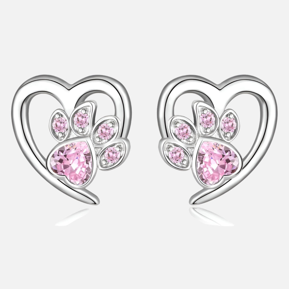 Sparkling Paw Heart Earrings