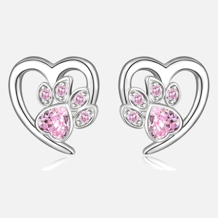 Sparkling Paw Heart Earrings