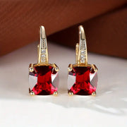 Mystic Sapphire Stone Hoop Earrings - Gold