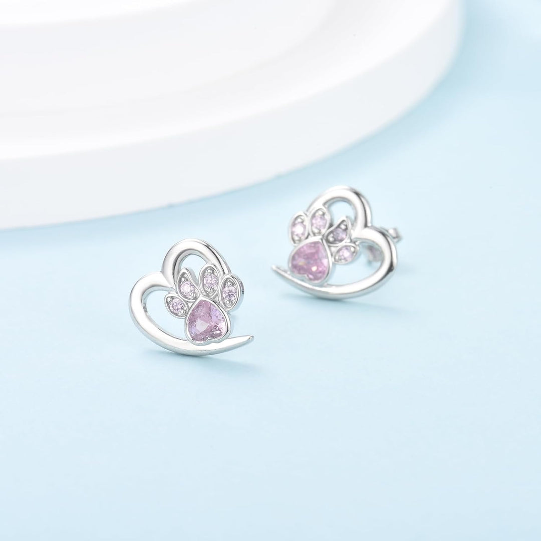 Sparkling Paw Heart Earrings