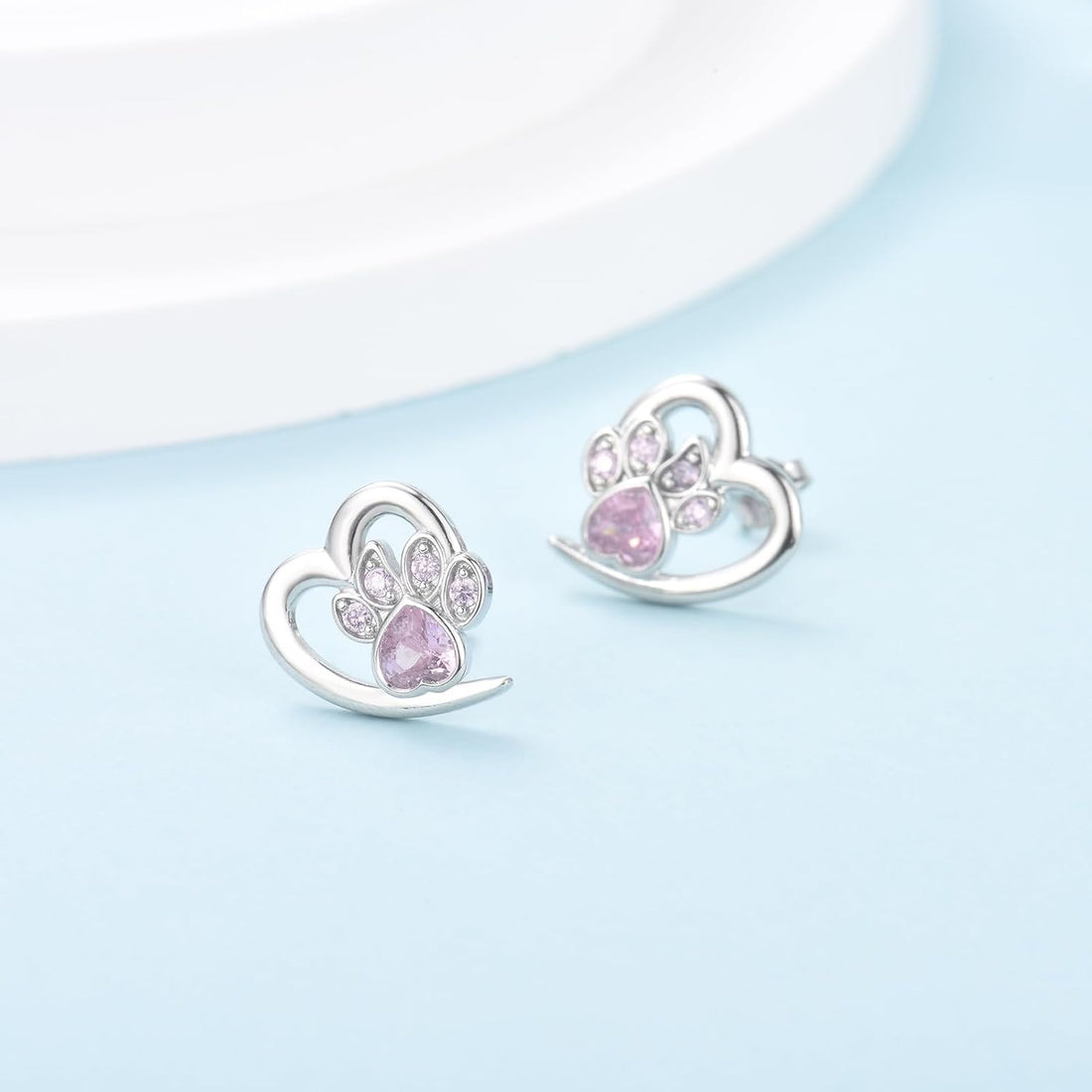 Sparkling Paw Heart Earrings