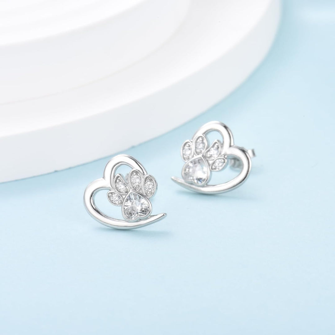 Sparkling Paw Heart Earrings