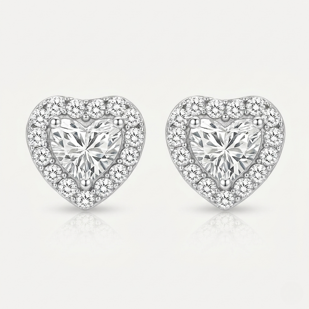 Luna Heart Earrings | White Gold