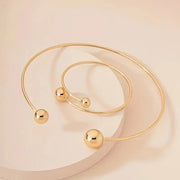 Minimalist Glow Collar & Cuff Bracelet Set - Gold
