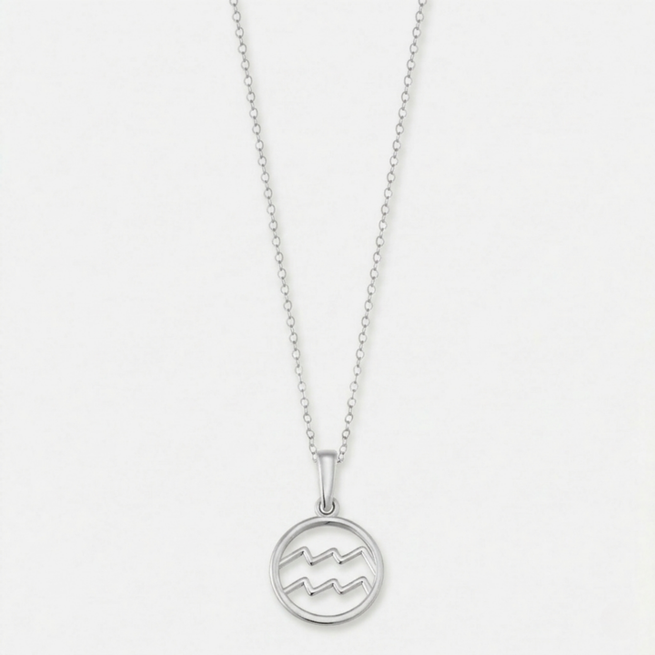 Zodiac sign necklace | White Gold