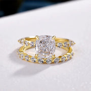 Bridal Cushion 2PC Ring Set - White Gold