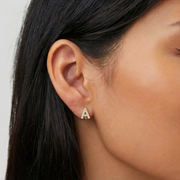 Amber Stud Earrings | White Gold