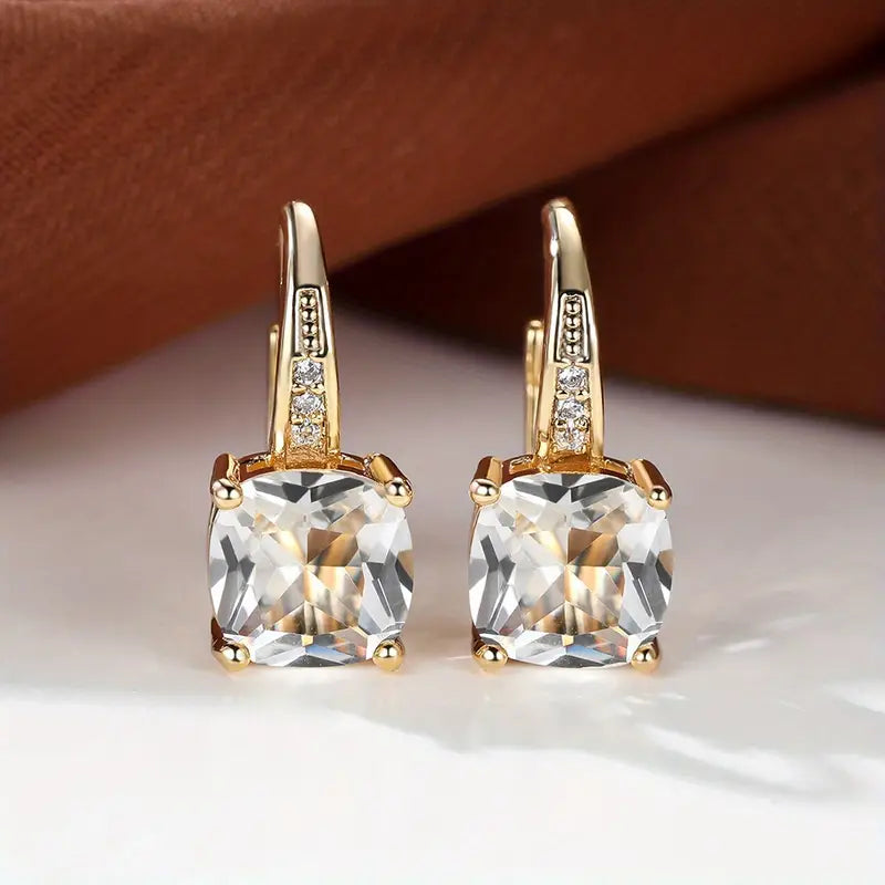 Mystic Sapphire Stone Hoop Earrings - Gold