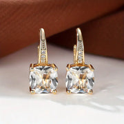Mystic Sapphire Stone Hoop Earrings - Gold