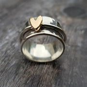 Mely - Golden Heart Silver Ring