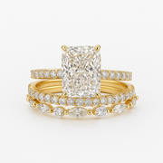Jaily 3PC Wedding Ring Set - White Gold