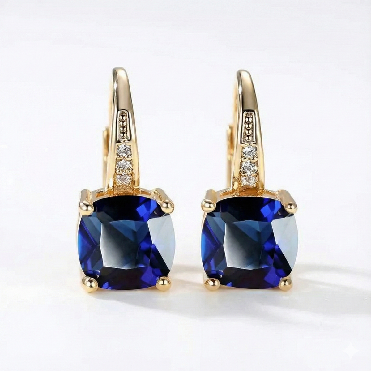 Mystic Sapphire Stone Hoop Earrings - Gold