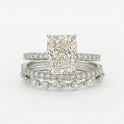 Jaily 3PC Wedding Ring Set - White Gold