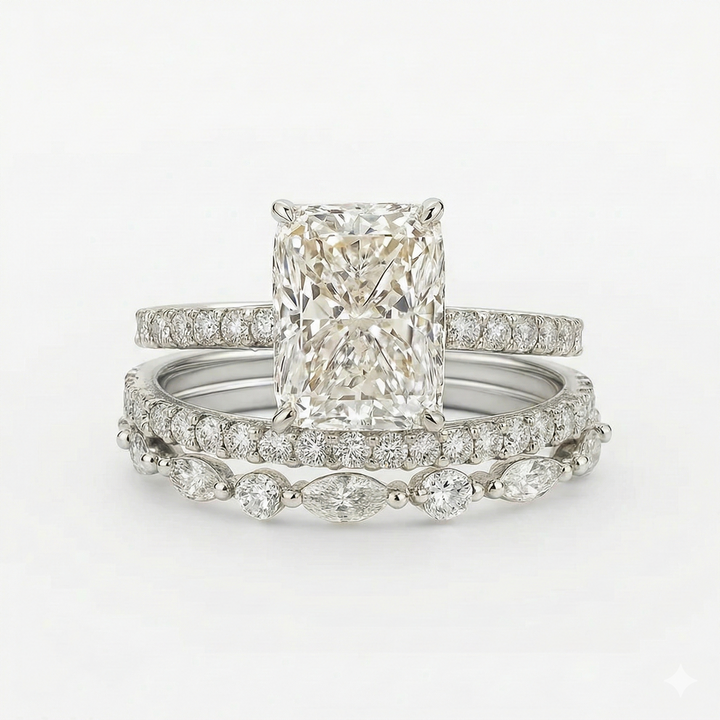 Jaily 3PC Wedding Ring Set | White Gold