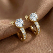 Channel Moissanite Huggie Earrings - Gold