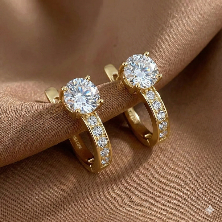 Channel Moissanite Huggie Earrings | Gold