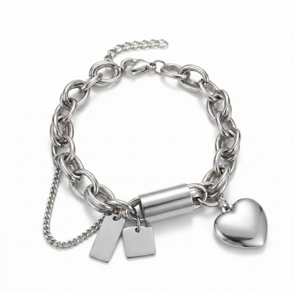 Heartened Chunky Bracelet - Silver
