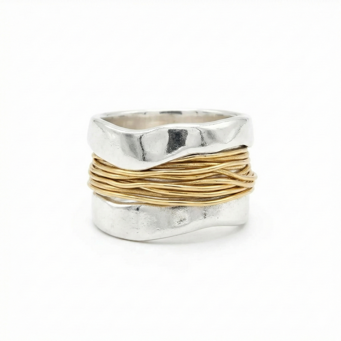 Silver-Golden Threads Ring