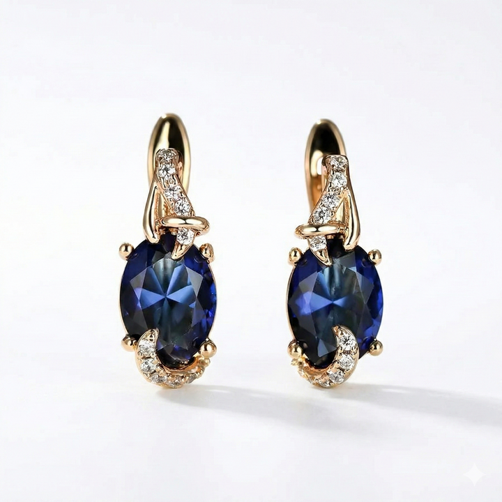 Royal Midnight Gold Drop Earrings
