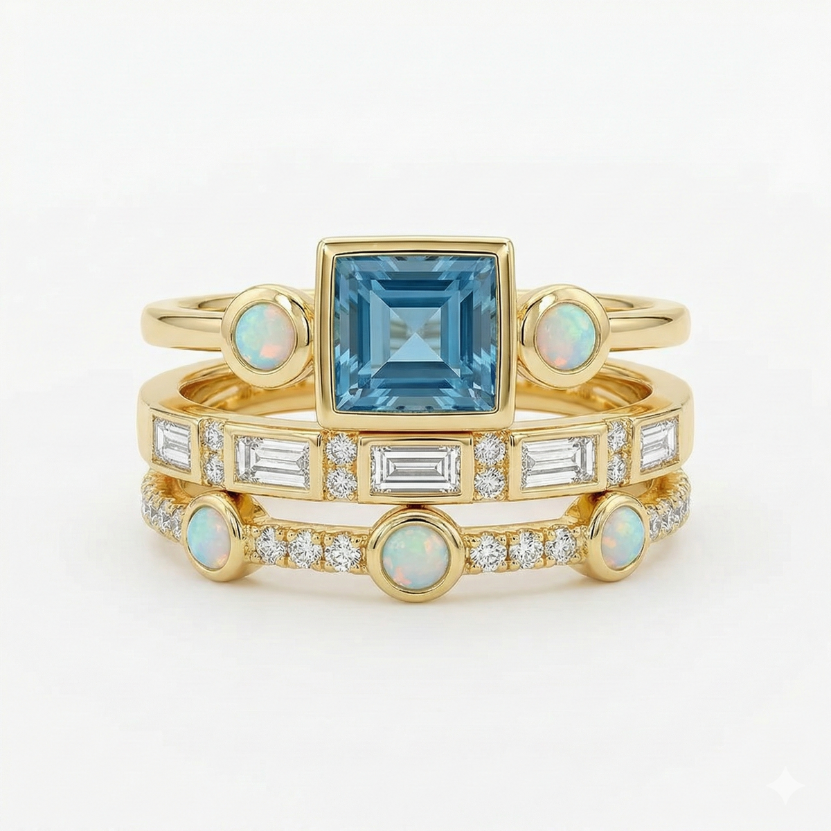 Ocean - Vintage Crystal Ring Set