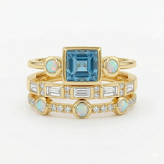 Ocean - Vintage Crystal Ring Set