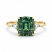 Vintage-Inspired Green Gemstone Gold - Ring