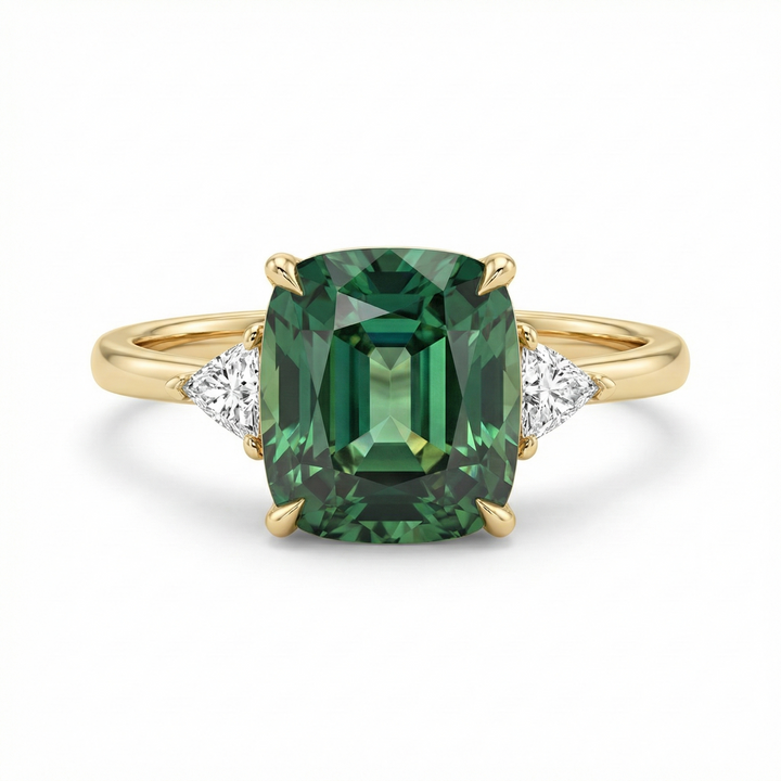 Vintage-Inspired Green Gemstone Gold Ring