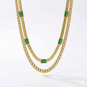 Sorella Gem Double-Layer Retro Gold Necklace