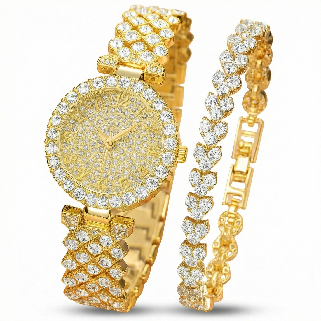 Luxe Radiance Gold Watch & Bracelet Set | Gold