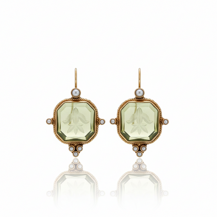 Unique Vintage Green Pearl Earrings