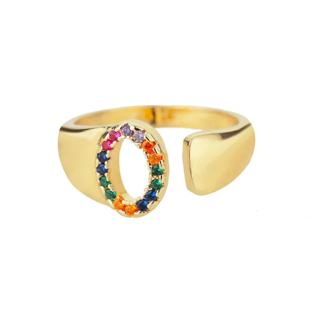 Olive - Gold Stainless Steel Initial Ring