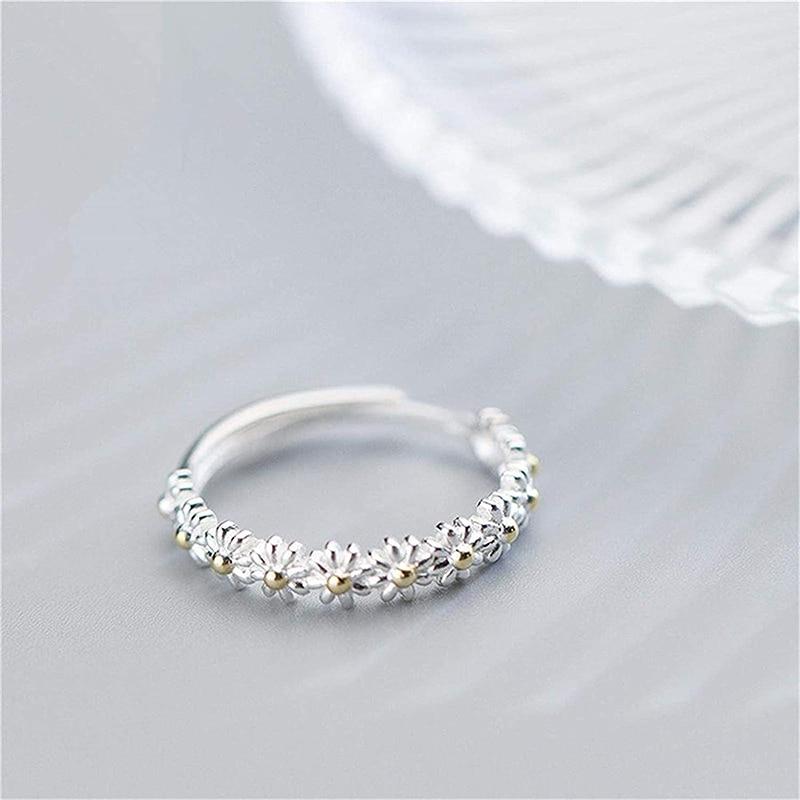 Garden - Adjustable Silver Daisy Ring