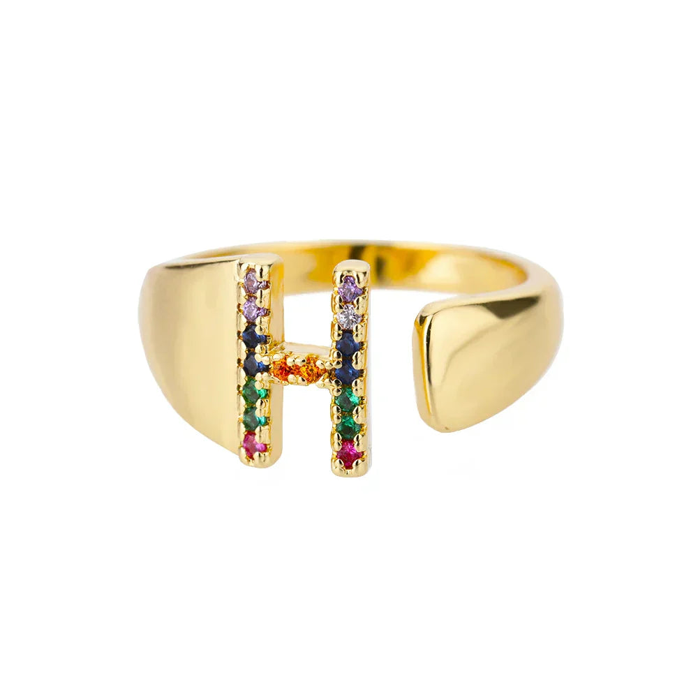 Hope - Gold Stainless Steel Initial Ring