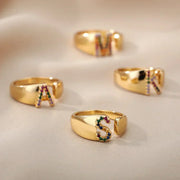 Quest - Gold Stainless Steel Initial Ring